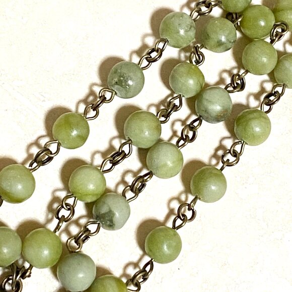 Natural Fern Green Serpentine Necklace, Bronze Leaf Branch + Genuine Gemstone - Picture 9 of 13